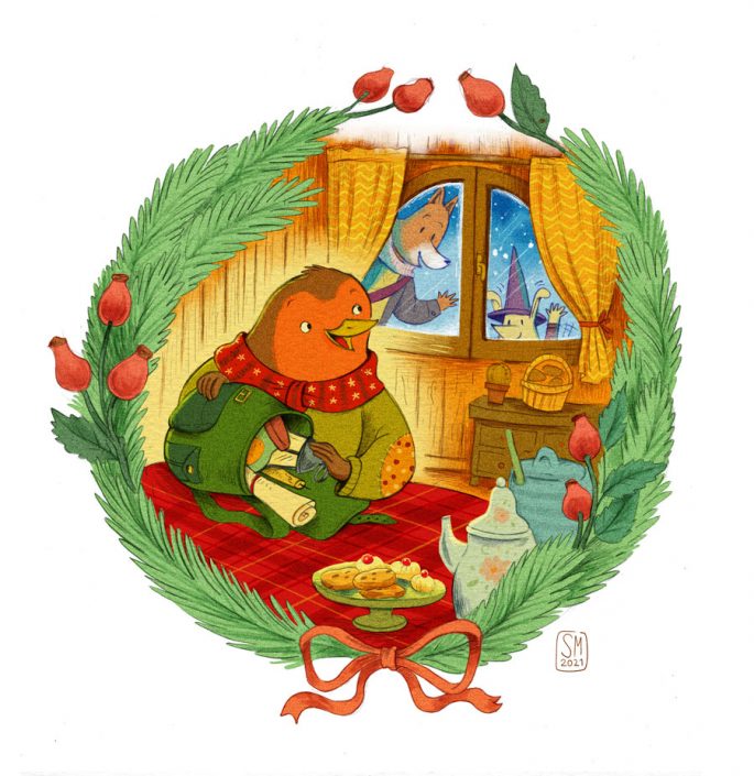 Christmas illustrations - benjamin the robin