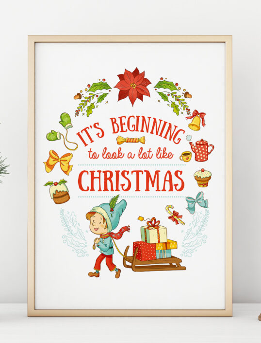 illustrazione per infanzia natalizia - poster